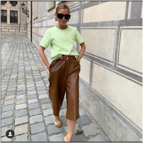 Zara Faux Leather Long Shorts - Picture 2 of 8